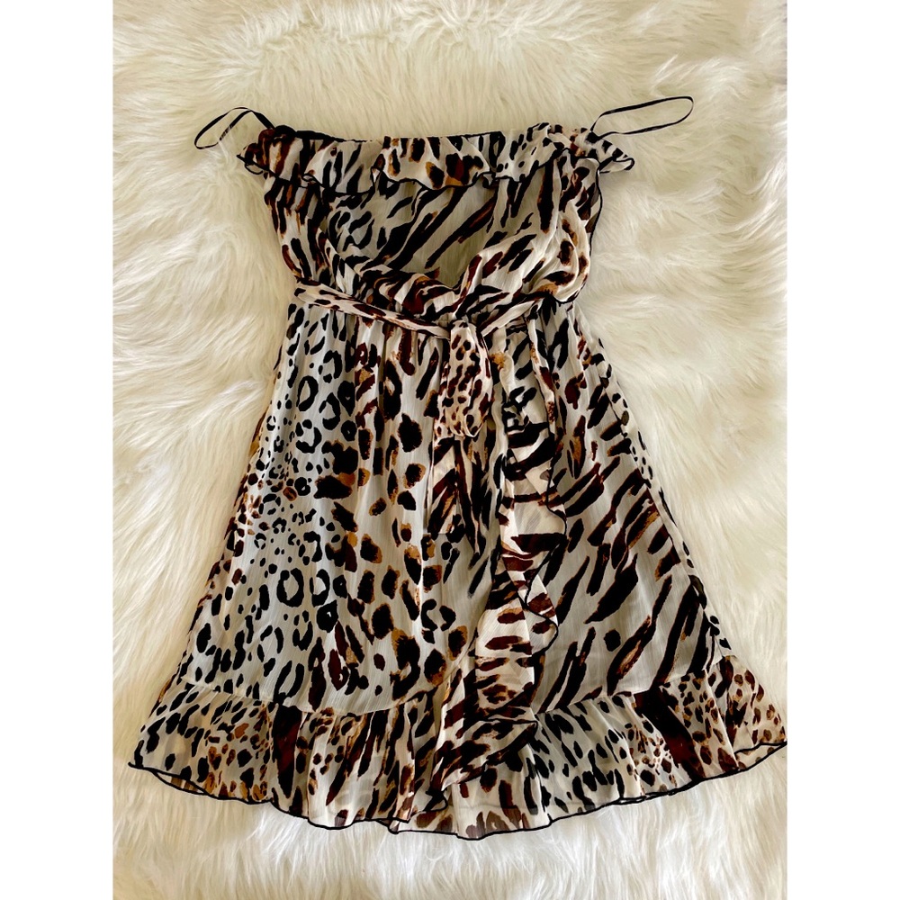 Leopard Print Tub Top Ruffle Sundress